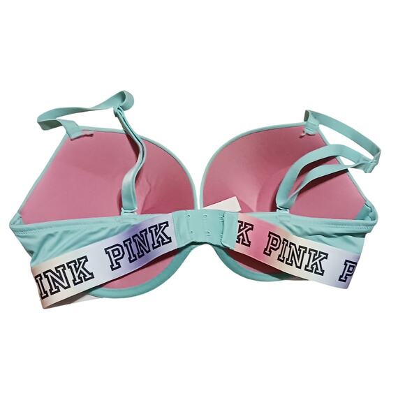 PINK VICTORIA'S SECRET Wear Everywhere Super Push-Up Bra size 34D Teal & Pink - Picture 2 of 5